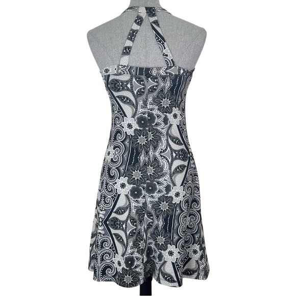 Prana Quinn Dress Women's XS Paisley Black Gray White Cross Back Shelf Bra - Picture 4 of 7